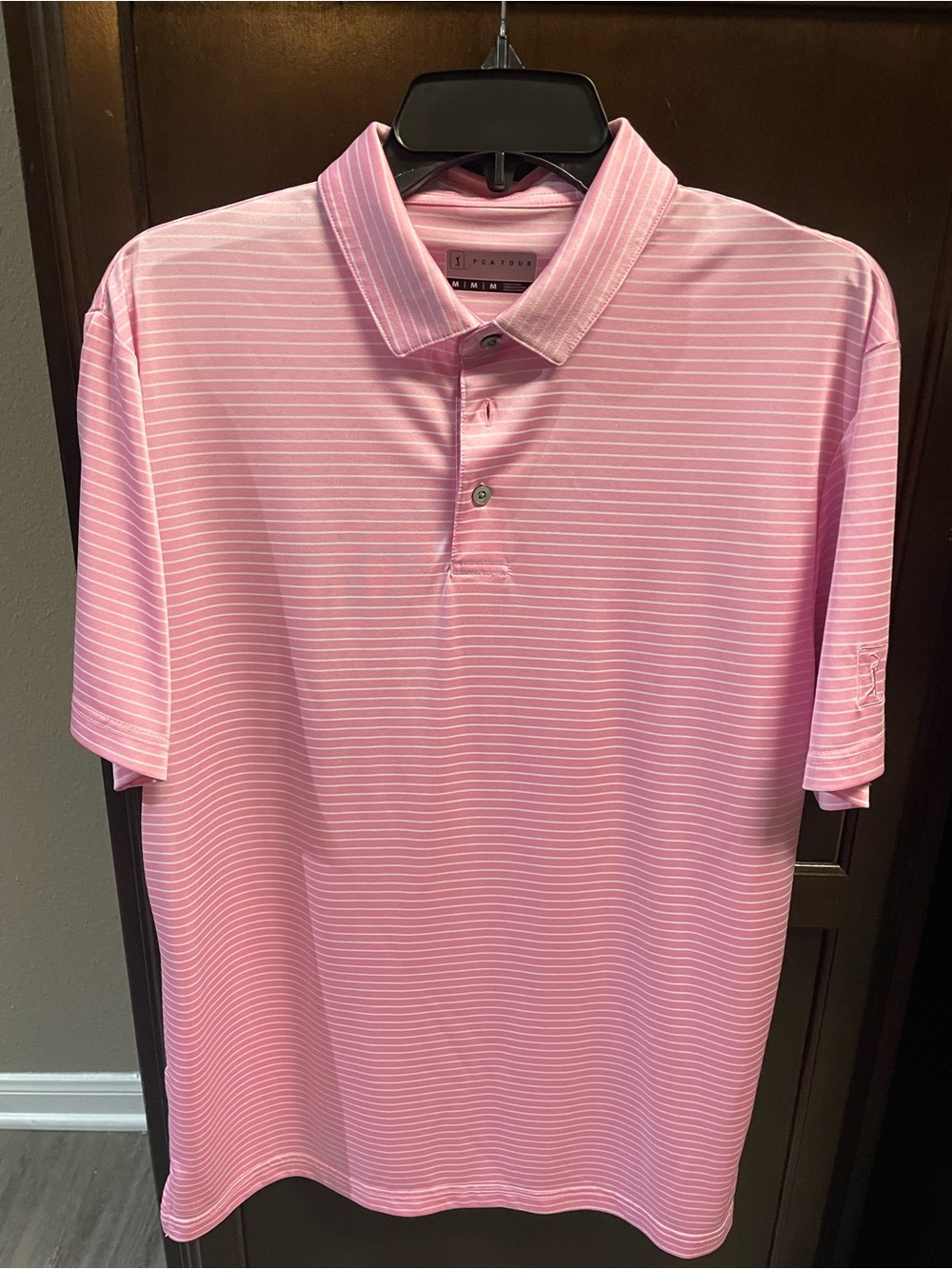 PGA Tour Pink Stripe Men's Polo
